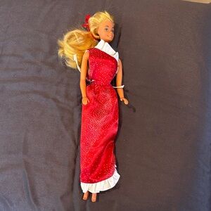 Barbie in Sparkling Red Gown with White Trim